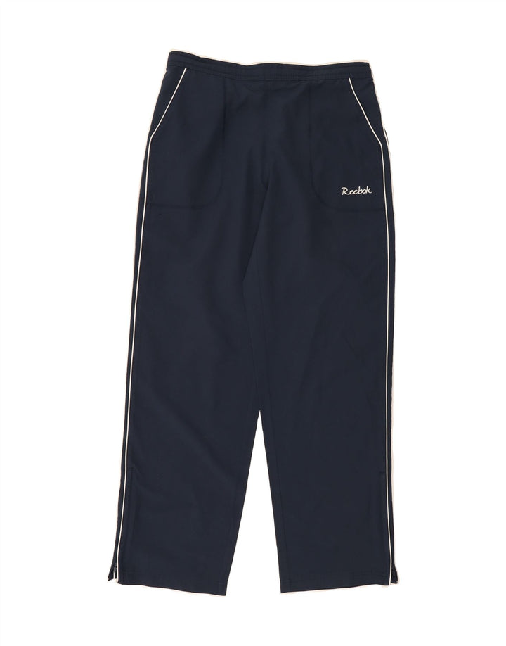 REEBOK Womens Tracksuit Trousers UK 14 Large Navy Blue Polyester Vintage Reebok and Second-Hand Reebok from Messina Hembry 