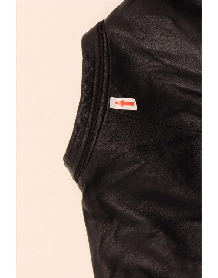 manteau en cuir femme vintage IT 44 Moyen Noir