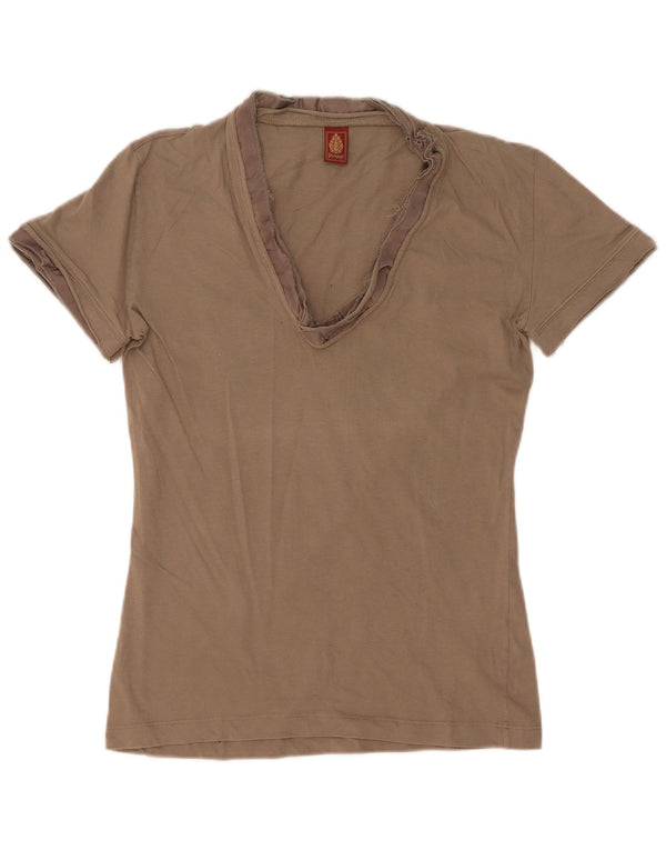 Dondup T-shirt da donna Top UK 12 medio cotone kaki