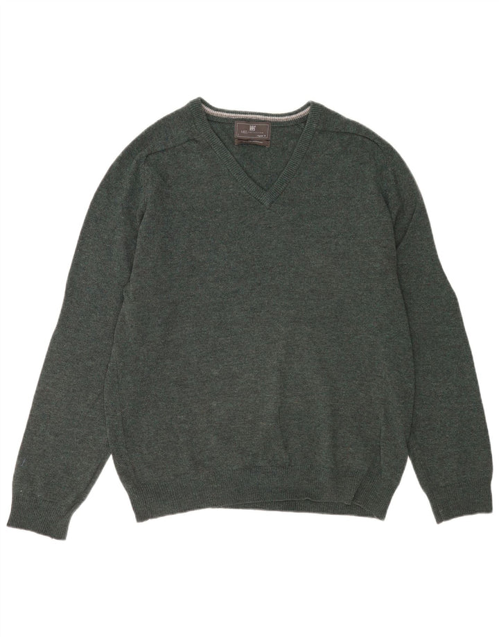 Marks & Spencer Womens Oversized V-Neck Jumper Sweater UK 16 Large Green