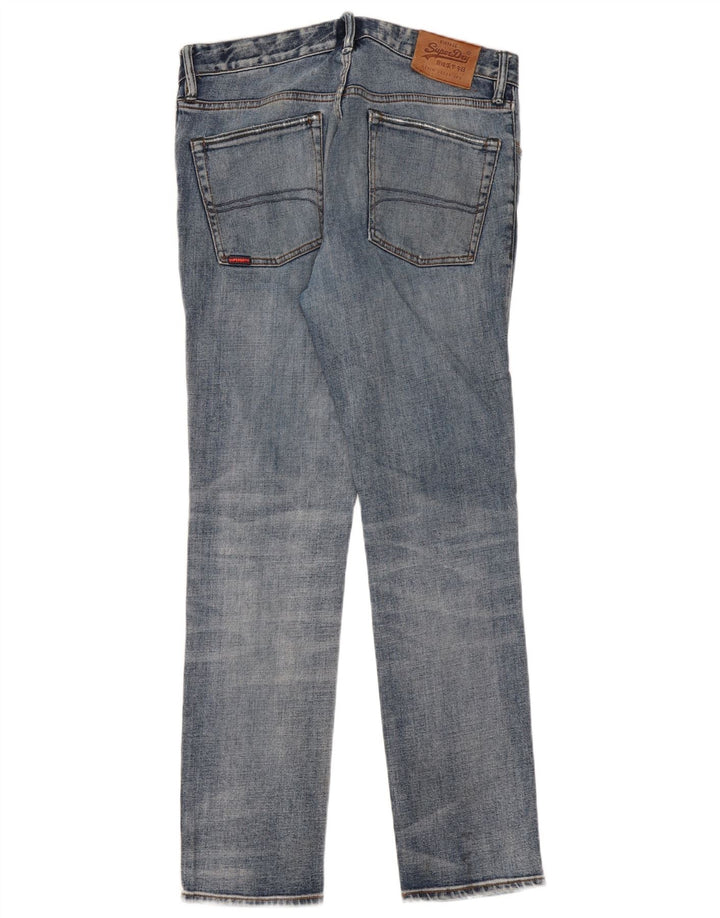 Superdry Mens Distressed Straight Jeans W33 L32 Blue Cotton