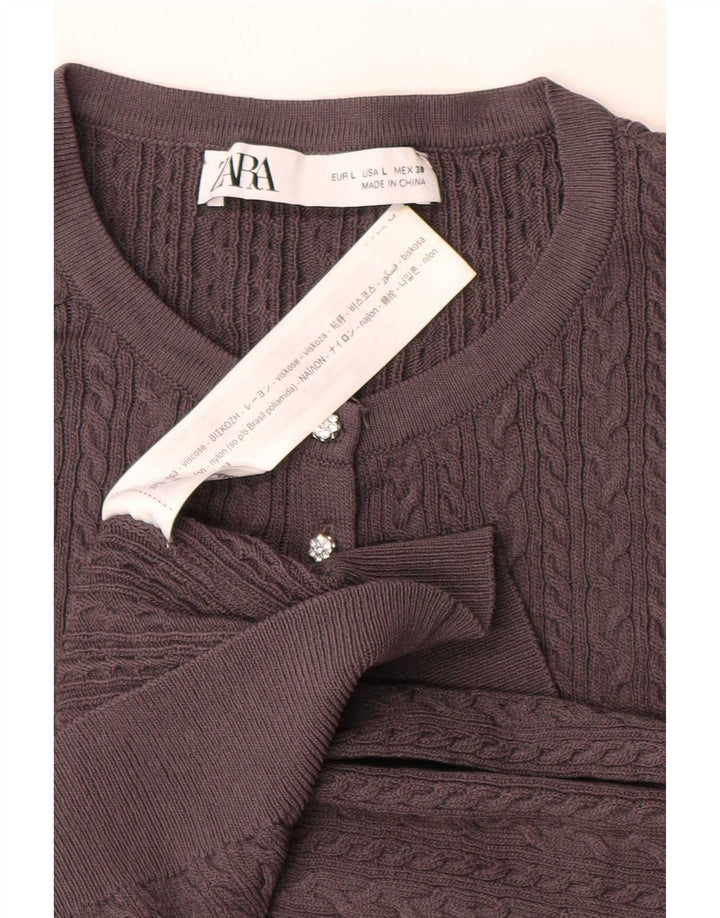Zara Womens Cardigan Sweater UK 16 Large Grey Viscose