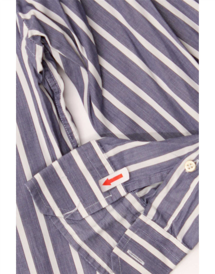 Massimo Dutti Mens Shirt Large Blue Pinstripe