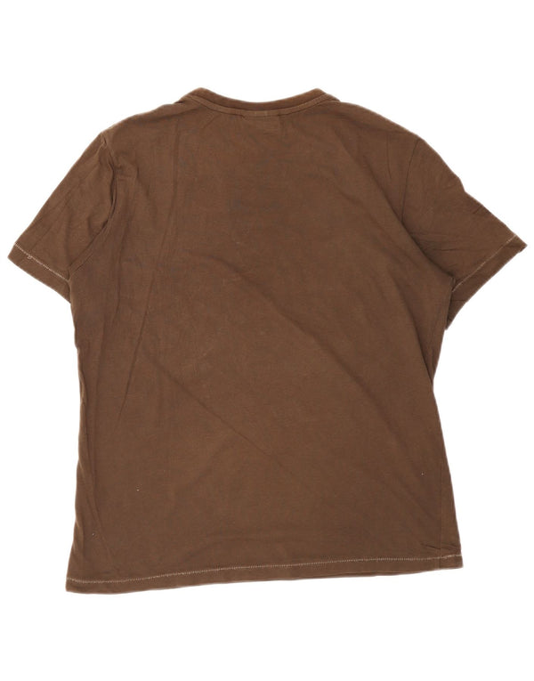 Trussardi Jeans Mens Graphic T-Shirt Top Large Brown Cotton