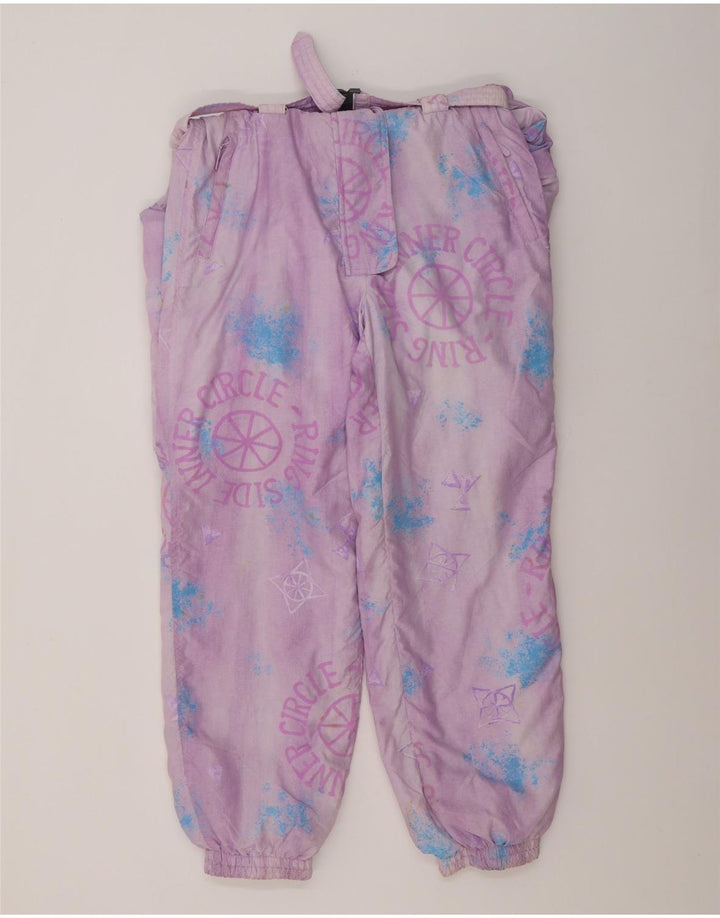 Macacão de esqui gráfico feminino vintage UK 14 médio roxo