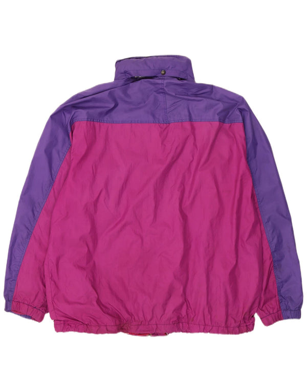 Brugi Mens Hooded Windbreaker Jacket UK 42 XL Purple Colourblock Polyamide