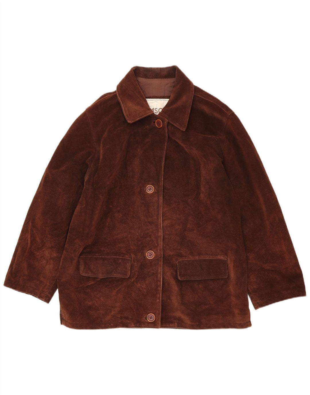 Braschi Jaqueta blazer feminina oversized de camurça com 4 botões IT 42 marrom médio