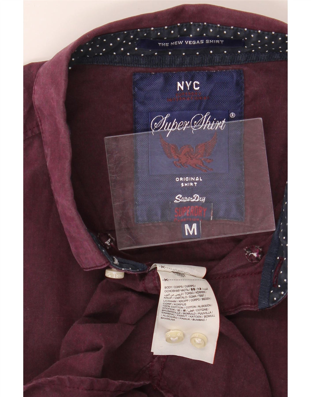 SUPERDRY Mens Shirt Medium Burgundy Cotton Vintage Superdry and Second-Hand Superdry from Messina Hembry 