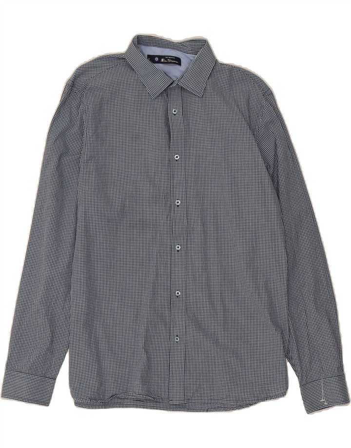 BEN SHERMAN Boys Shirt 15-16 Years Navy Blue Gingham Cotton Vintage Ben Sherman and Second-Hand Ben Sherman from Messina Hembry 
