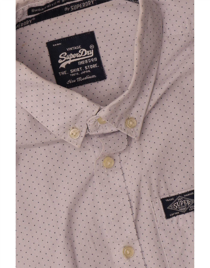 Superdry Mens Shirt Medium White Spotted Cotton
