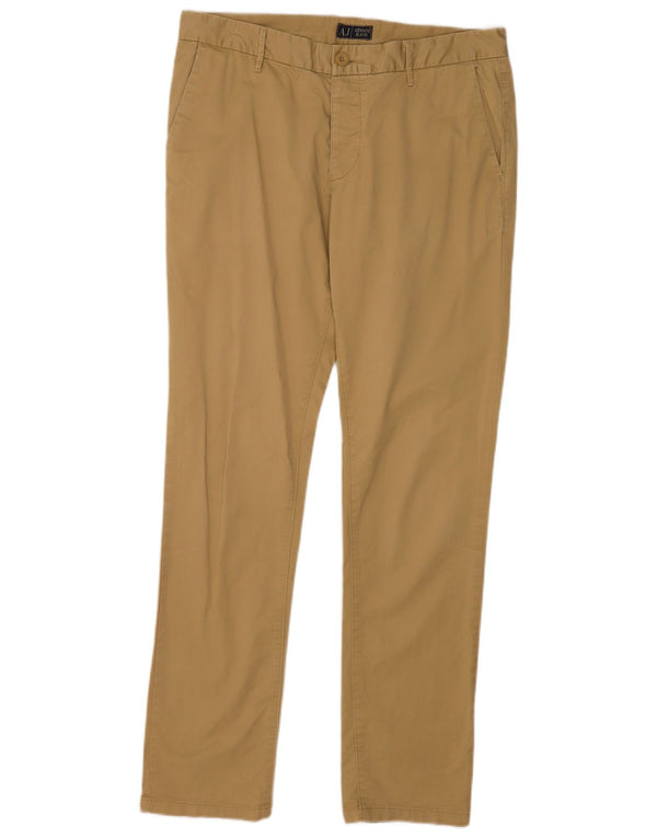 Armani Herren Slim Chino Hose EU 50 Large W36 L32 Beige Baumwolle