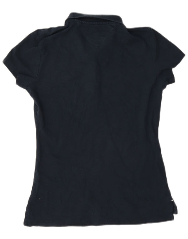Tommy Hilfiger Womens Slim Fit Polo Shirt UK 10 Small Navy Blue Cotton