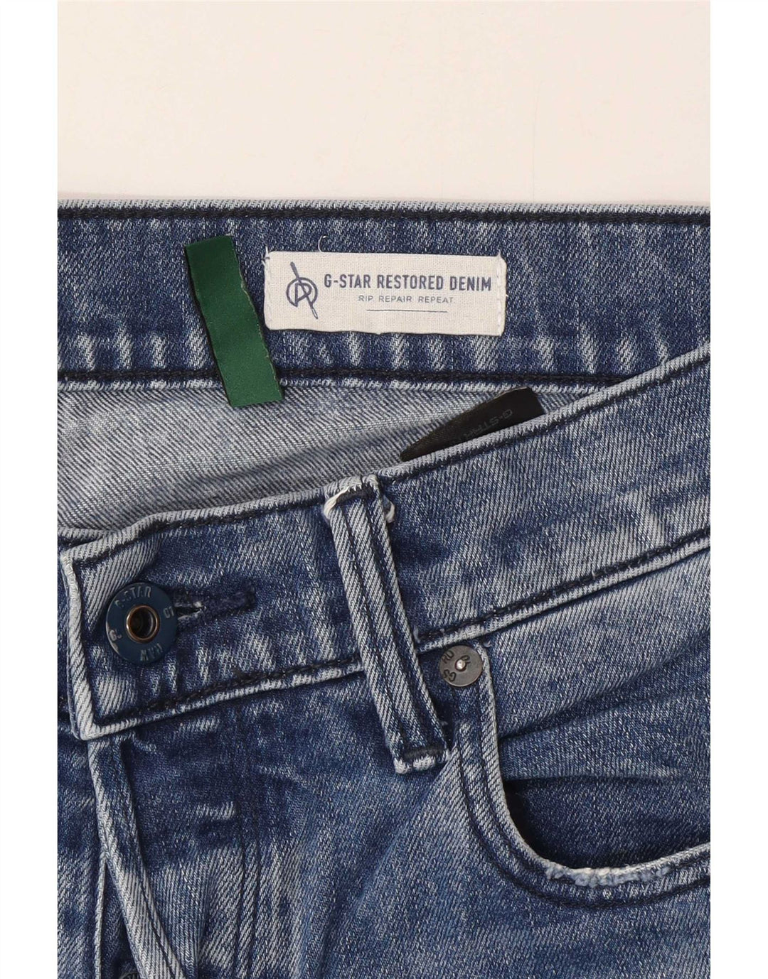G-Star Mens 3301 Distressed Slim Jeans W33 L32 Blue Cotton
