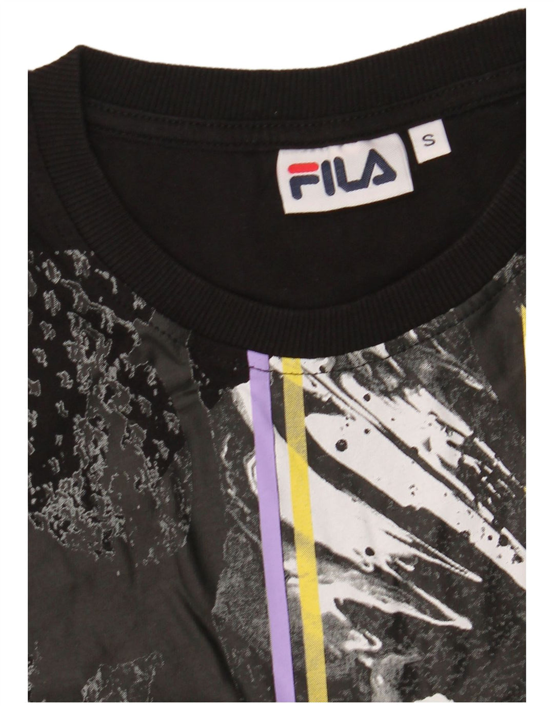 FILA Womens Graphic T-Shirt Top UK 10 Small Black