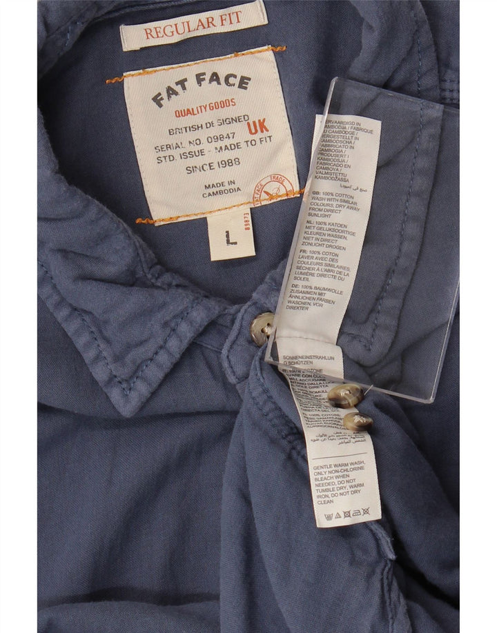 Fat Face Mens Regular Fit Shirt Large Navy Blue Cotton