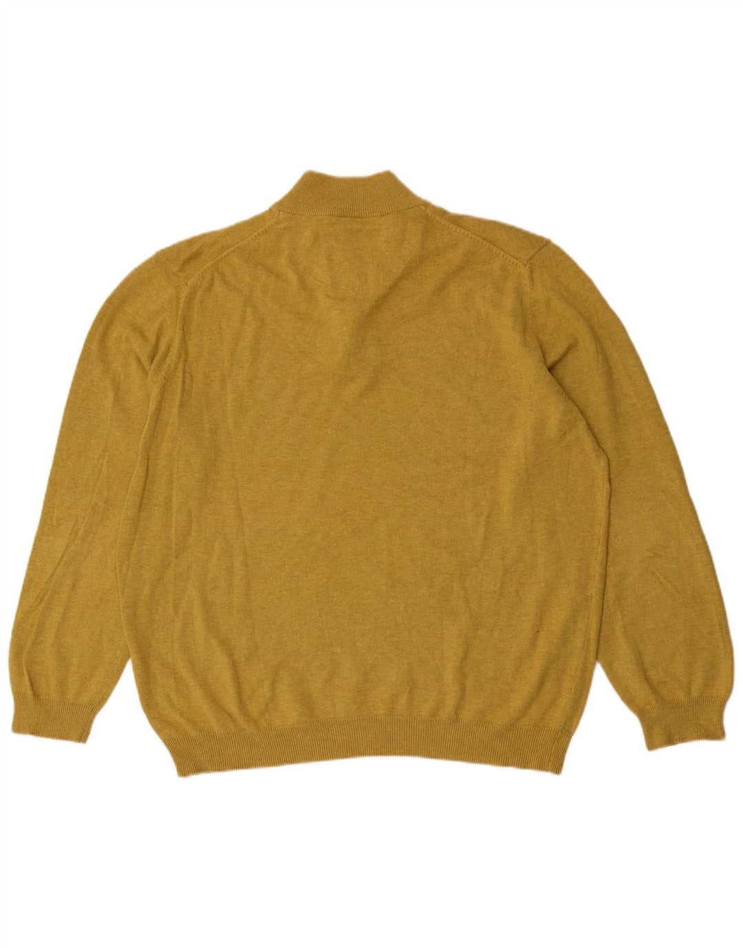 Massimo Dutti Mens Zip Neck Jumper Sweater 2XL Yellow Cotton