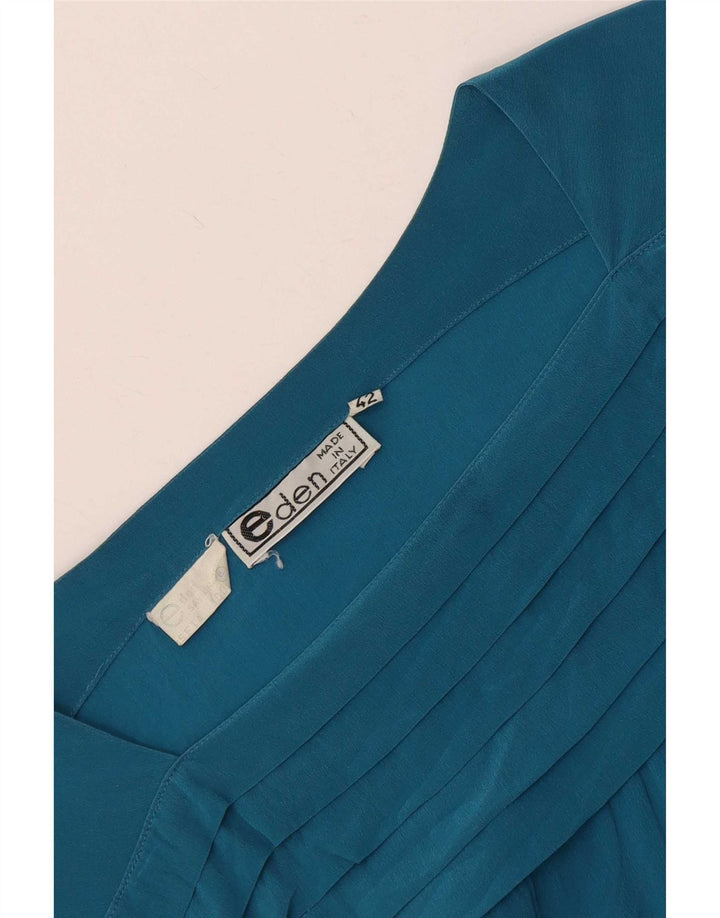 Bluză vintage cu mânecă lungă pentru femei Top IT 42 Medium Blue Silk