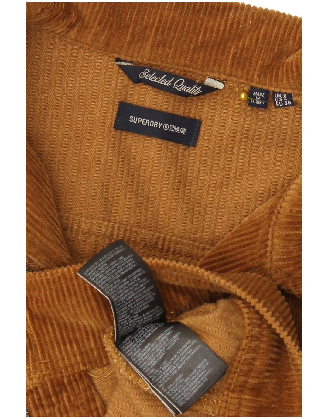 Superdry Womens Crop Corduroy Jacket UK 8 Small Brown Cotton