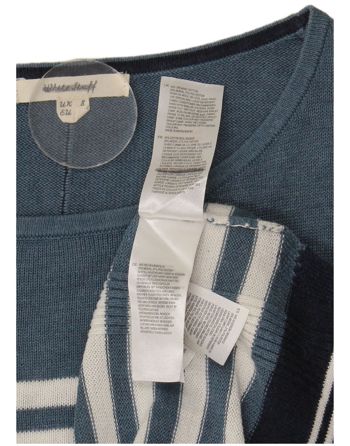 White Stuff Womens Boat Neck Jumper Sweater UK 8 Small Blue Striped