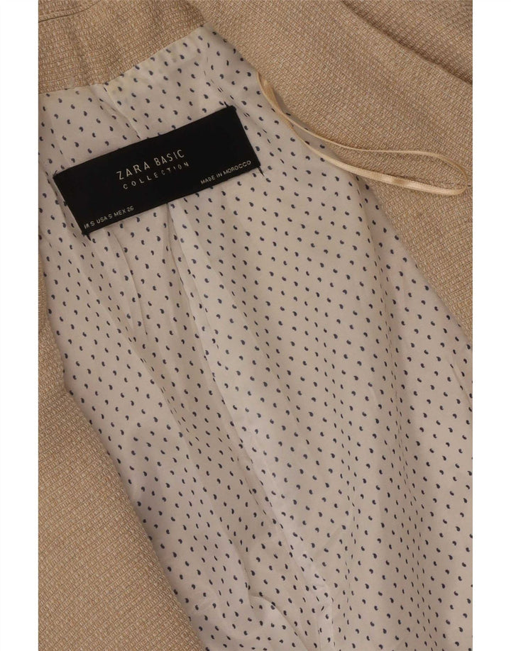 Zara Mujer Chaqueta Americana Abierta De Gran Tamaño UK 10 Small Beige