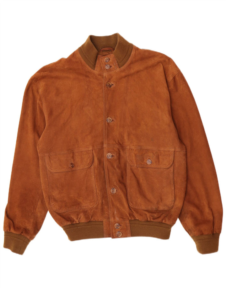 Giubbotto bomber vintage in pelle scamosciata da uomo IT 52 XL in pelle marrone retrò