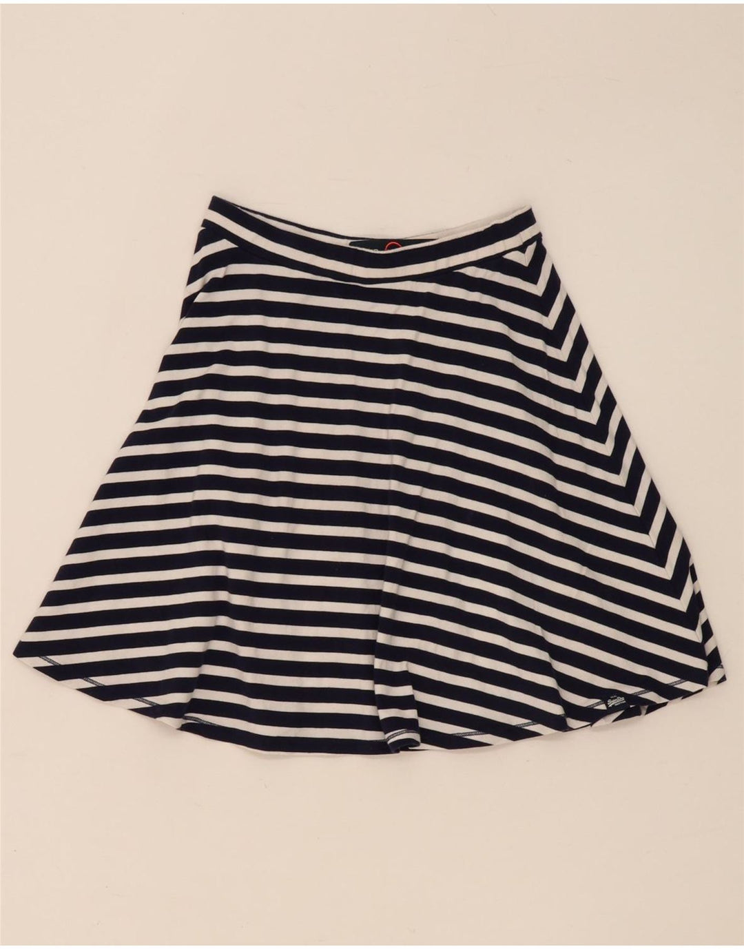 Superdry Womens A-Line Skirt Medium W28  Navy Blue Striped Cotton