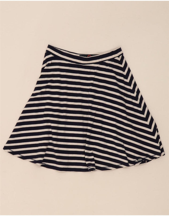 Superdry Womens A-Line Skirt Medium W28  Navy Blue Striped Cotton