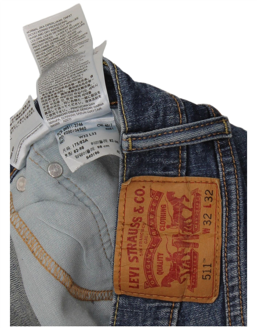 LEVI'S Mens 511 Slim Jeans W32 L32 Blue Cotton