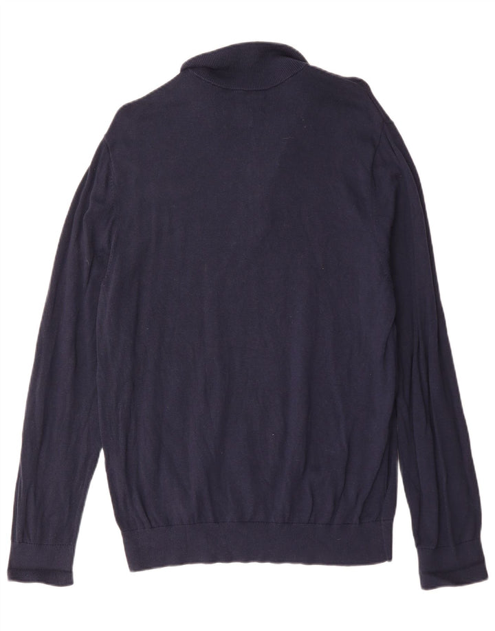 Penguin Herre Zip Neck Jumper Sweater Stor Marineblå Bomuld