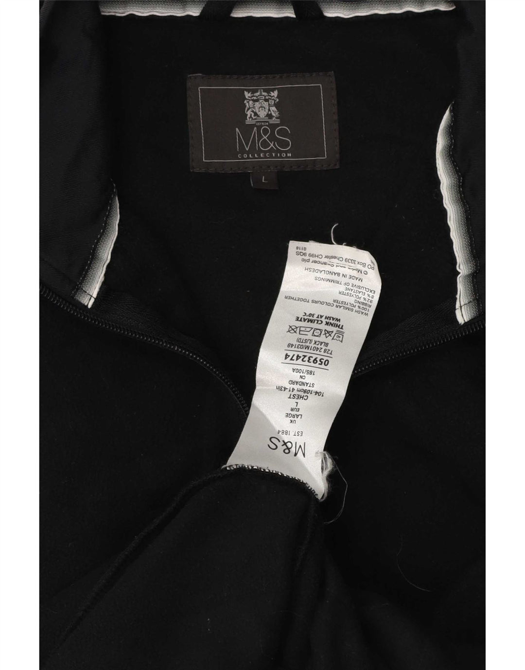 Marks & Spencer Chaqueta polar para hombre UK 40 Large Poliéster negro