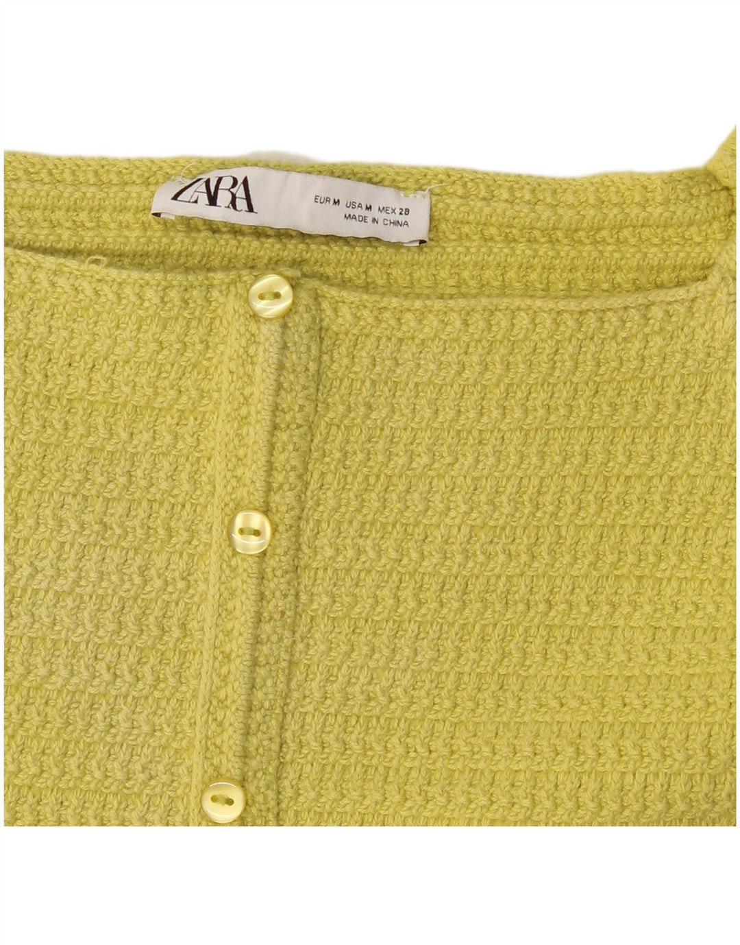 Zara Femme Crop Top UK 12 Jaune Moyen