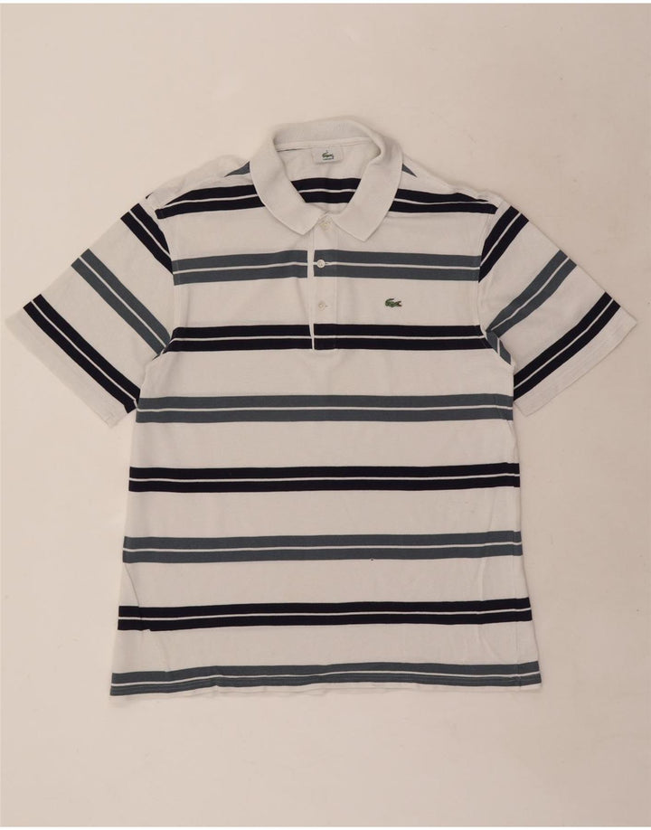Lacoste Mens Polo Shirt Size 5 Large White Striped