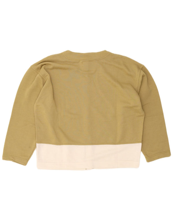 Vintage Womens Oversized Cardigan Sweater UK 14 Medium Khaki Colourblock