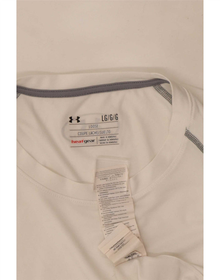 Under Armour Mens Heat Gear Top Long Sleeve Large White Polyester