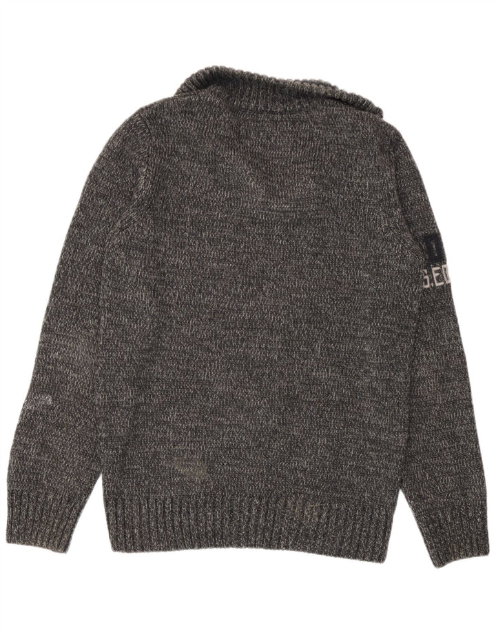 Superdry Pull Graphic Zip Neck Jumper Homme Gris Moyen Acrylique Moucheté