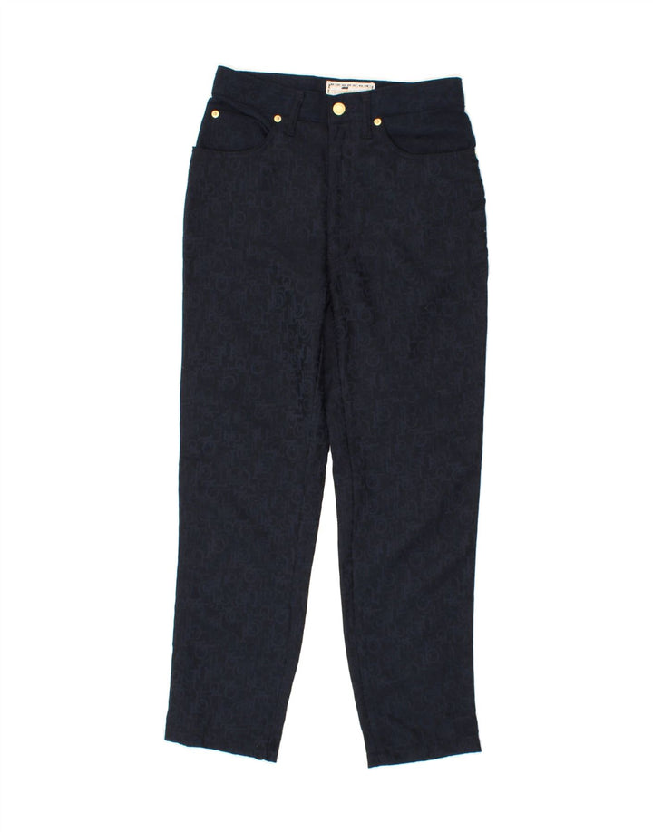 ROCCOBAROCCO Womens Slim Casual Trousers W28 L26 Navy Blue Polyester Vintage Roccobarocco and Second-Hand Roccobarocco from Messina Hembry 
