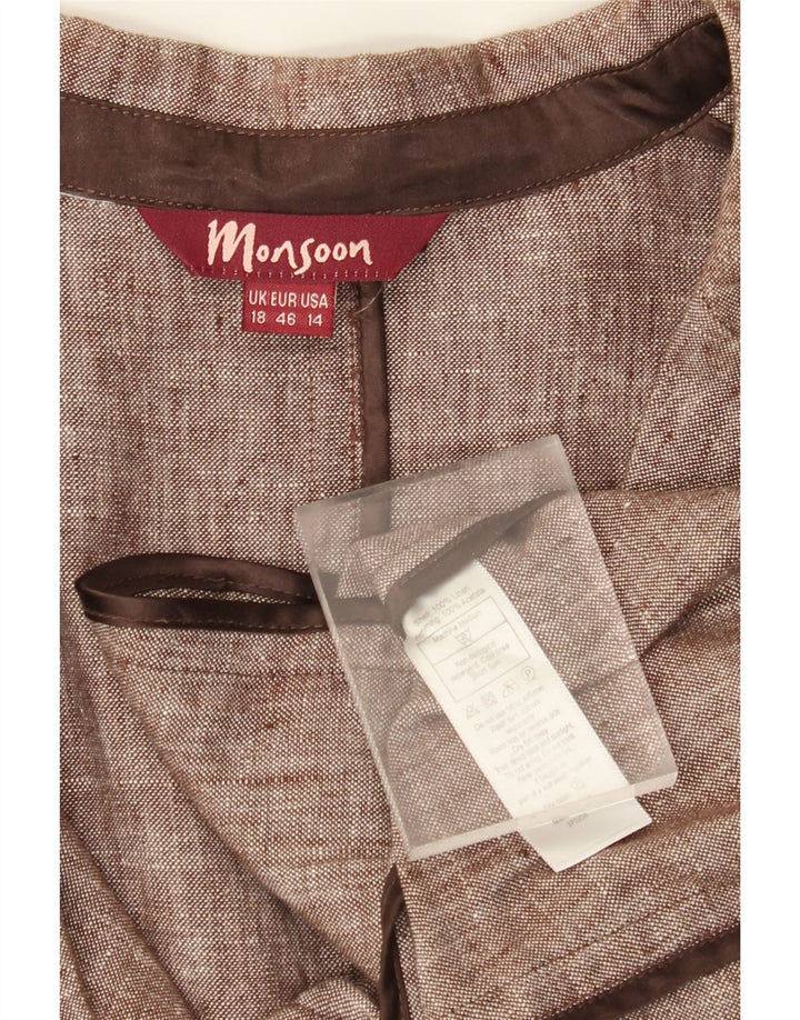MONSOON Γυναικείο Μπουφάν Blazer UK 18 XL Καφέ Λινό
