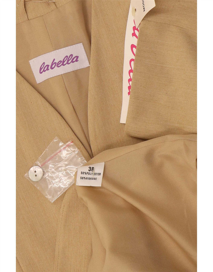 Jaqueta blazer feminina vintage de manga curta com 9 botões UE 38 bege médio