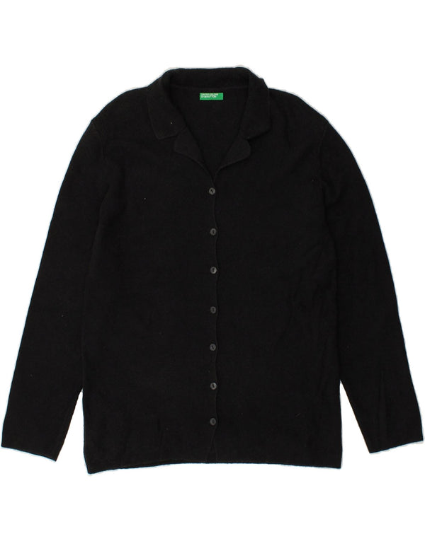 BENETTON Damski sweter rozpinany UK 10 Small, czarny, bawełniany