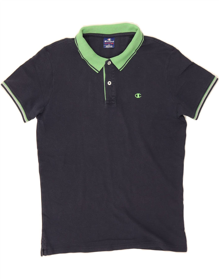 CHAMPION Mens Polo Shirt Medium Navy Blue Cotton Vintage Champion and Second-Hand Champion from Messina Hembry 