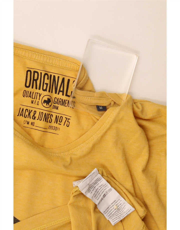 Jack & Jones Mens Graphic T-Shirt Top Medium Yellow Polyester