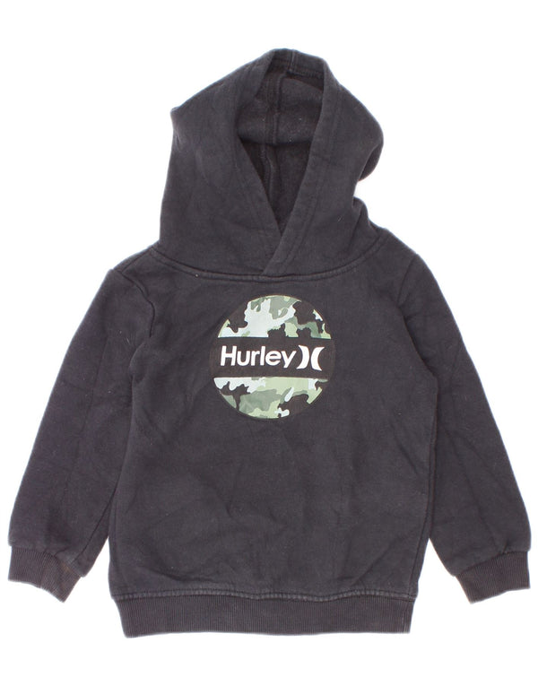 Hurley Sudadera con capucha gráfica para bebés de 18 a 24 meses, algodón negro