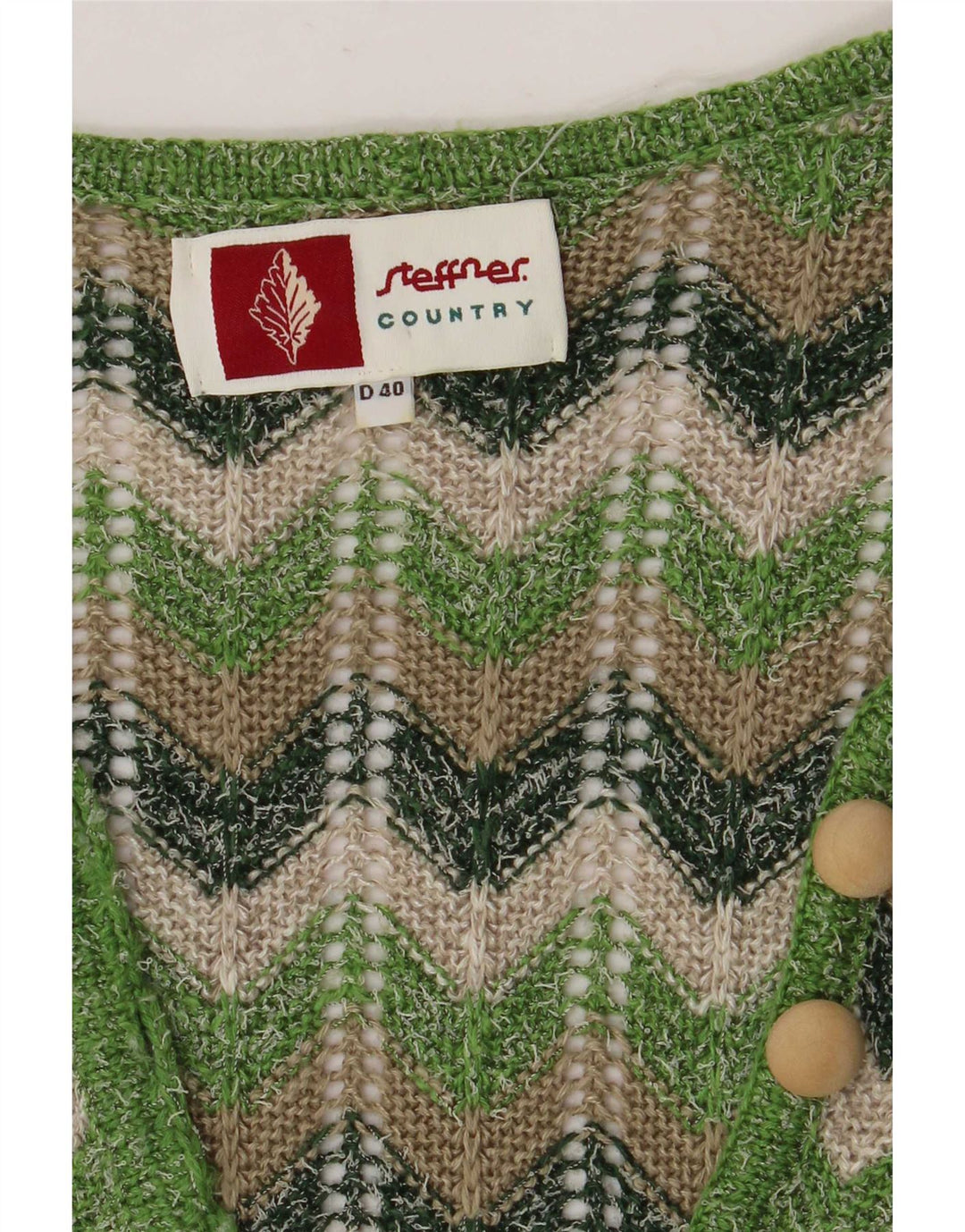 Steffner Womens Crop Cardigan Sweater EU 40 Chevron vert moyen