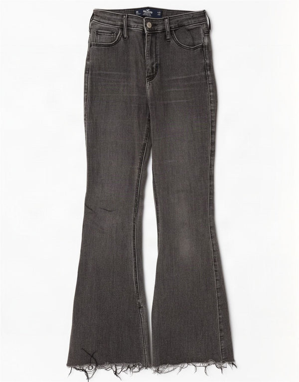 Calça jeans feminina cintura alta Hollister US 3 XS W26 L31 algodão cinza