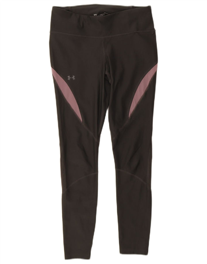 Under Armour Womens Dri Fit Crop Leggings UK 14 Medium Grey Colourblock