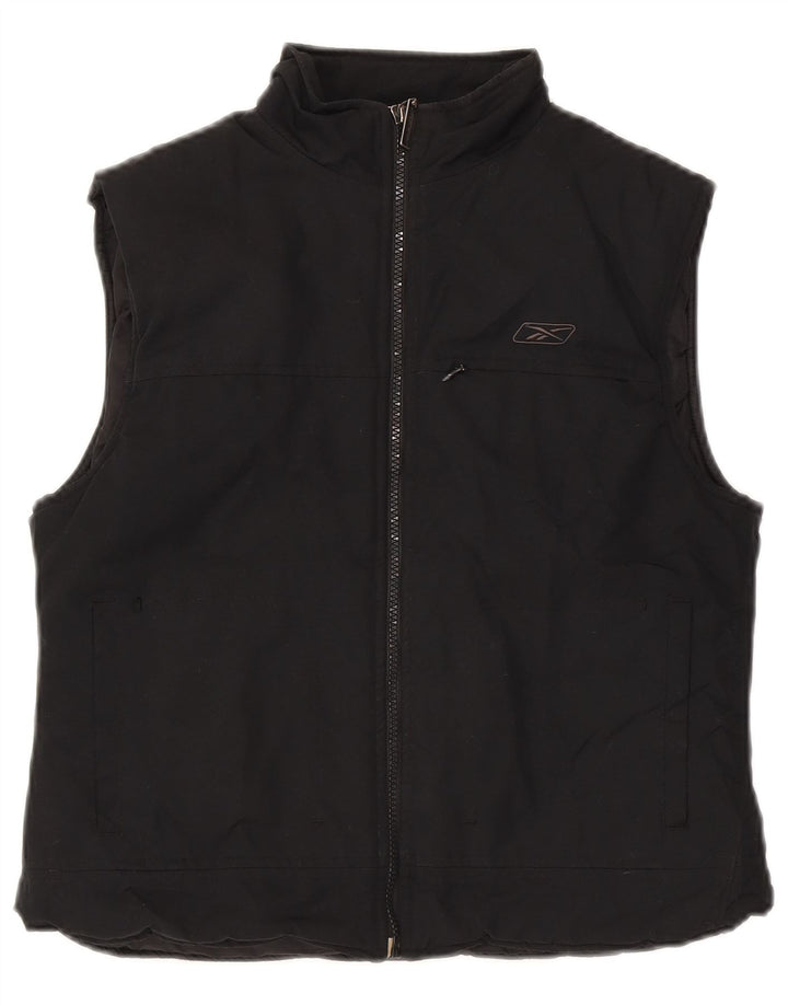 REEBOK Womens Gilet UK 12 Medium Black Polyester