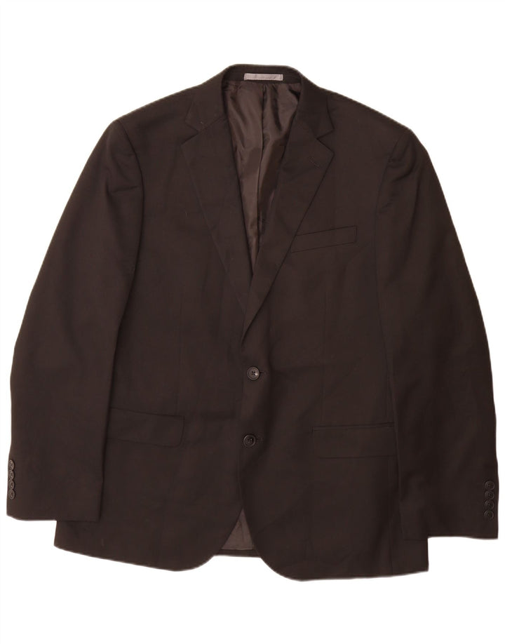 Marks & Spencer Mens 2 Button Blazer Jacket UK 40 Large Black Polyester