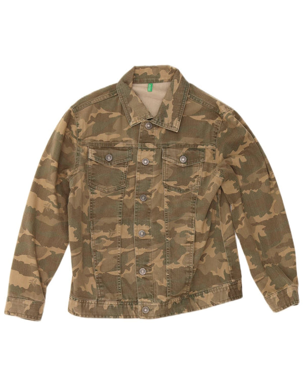 Benetton Boys Denim Jacket 9-10 Years Khaki Camouflage