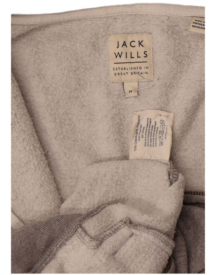 Jack Wills Mens Zip Hoodie Sweater Medium Grey Flecked Cotton