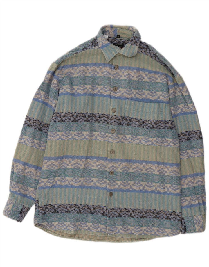 Jean chatel Herre Overshirt Skjorte Størrelse 37/38 Lille Flerfarvet Geometrisk
